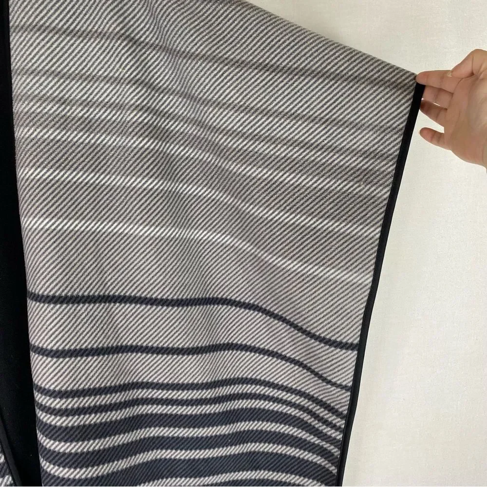 Ike Behar Ruana Reversible Wrap Blanket Shoulder Throw OS Black Gray Stripe